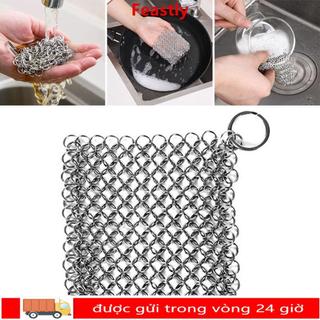 Máy làm sạch dây chuyền bằng thép không gỉ FEASTLY, Bàn chải nồi Chà bóng làm sạch, Máy chà sàn nồi gia dụng Bàn chải làm sạch bằng thép không gỉ Bàn chải rửa chén Phụ kiện nhà bếp