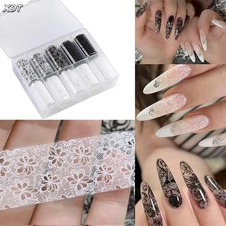 Springevensky Trắng Ren Đỏ Hoa Móng Tay Nghệ Thuật Chuyển Lá Bộ 10 Cuộn Cho DIY Móng Tay Stiers Quyến Rũ Trang Trí Salon Tiếp Liệu Springevensky