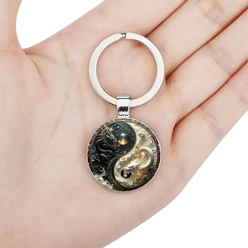 Móc Khóa Rồng Âm Dương BeautifulHomeA - Mặt Dây Chuyền Hợp Kim Thời Trang Và Thiết Kế Rồng Trắng, Hoàn Hảo Cho Túi, Bapas Và Quà Tặng Độc Đáo VN