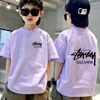 Áo Thun Unisex In Chữ Graffiti Phía Trước & Sau, Áo Bông Ngắn Tay Phong Cách Đường Phố Size 3-12 Tuổi COD