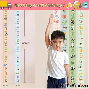 Biểu đồ tăng trưởng trẻ em ORDOBOX, Nhãn dán đo chiều cao có thể tháo rời chiều cao 2M, Nhãn dán biểu đồ tăng trưởng chống nước họa tiết Catoon tự dính cho trẻ mới biết đi