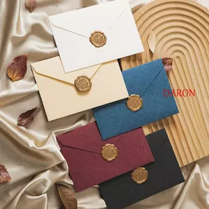 DARON 10 Bộ Phong Bì, Phong Bì Da Cừu Cổ Điển Trang Trí Bộ Giấy Thư, Đám Cưới Đồng Cói Thiệp Mời Hoài Cổ Nghệ Thuật Phước Lành Phong Bì Cảm Ơn Thiệp Sinh Nhật