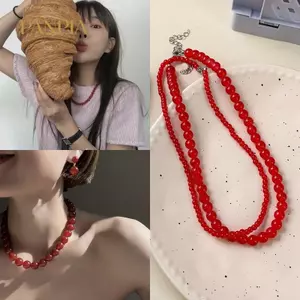 PNPIA- Màu Đỏ Mã Não Đá Tự Nhiên Đính Hạt Nelaces Cho Nữ Mạ Vàng Hạt Chokers Pendientes