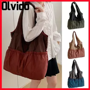 Túi đeo vai OLVIDO, Túi xách nhiều màu nhiều màu, Túi Tote dây kéo bằng vải Polyester thời trang mua sắm