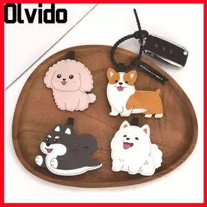Mặt dây chuyền chó con OLVIDO, Pinch gọi là Bibi Puppy Sound Puppy Móc khóa chó con, Mặt dây chuyền túi bông bằng da PU dễ thương ngộ nghĩnh Người lớn Trẻ em