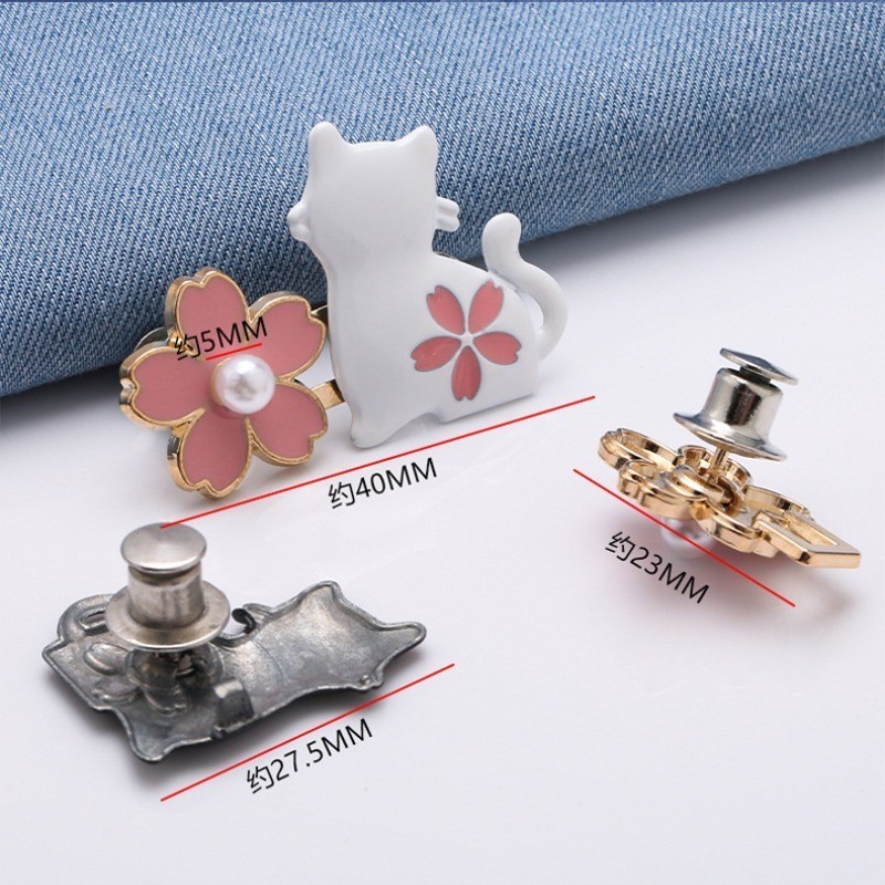 2 Cái/bộ Mèo Và Sakura Thắt Lưng Liền Mạch Holeless Quần Jean Dây Thắt Lưng Nút Điều Chỉnh