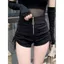 Quần Short thiết kế gầy màu đen có dây rút eo cao dành cho nữ Slimer Look Hot Girl Influencer Mùa hè co giãn Quần nóng siêu ngắn