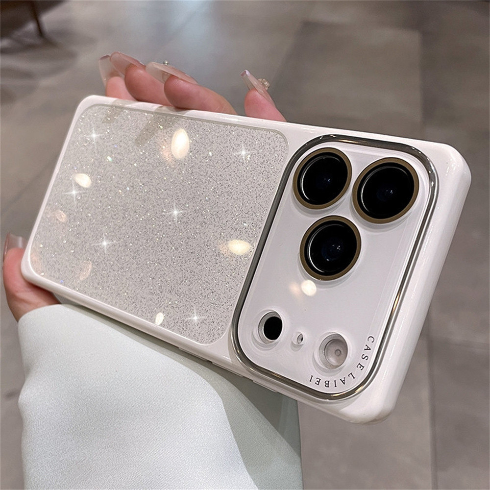 Ốp điện thoại hình vuông lấp lánh thời trang cho iPhone 17 Pro Max 13 14 15 16 pro max Bao gồm tất cả bảo vệ ống kính máy ảnh vỏ mềm Vỏ bảo vệ vỏ điện thoại