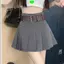 Hàng sẵn có Váy màu xám lưng cao dành cho nữ Retro Phong cách Preppy Váy xếp ly chữ A phù hợp Váy ngắn
