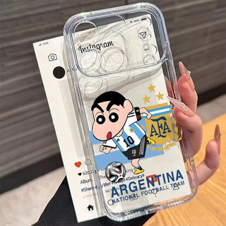 Bóng đá Shin-Chan Thích hợp cho iPhone 17 ProMax Ốp lưng trong suốt hoạt hình XS 15 Pro Max 11 Pro Max 12 14 Pro 7plus 13 Pro 16 Pro Max 17 Pro Vỏ mềm siêu mỏng chống sốc