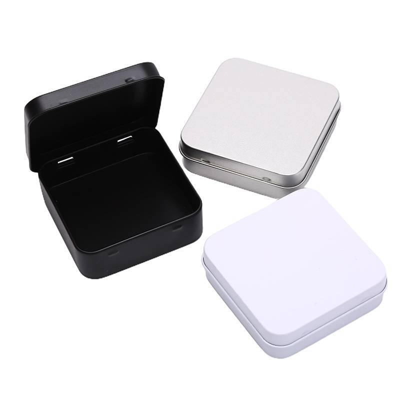 NS Mini Kim Loại Tins Hộp Đựng Vuông Bản Lề Lật Lưu Trữ Hộp Thiếc Trang Sức Hộp Đựng Đồng Xu NS