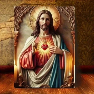 CIFbuy Christian Sacred Heart Trang trí nghệ thuật treo tường, sẵn sàng treo cho Giáng sinh