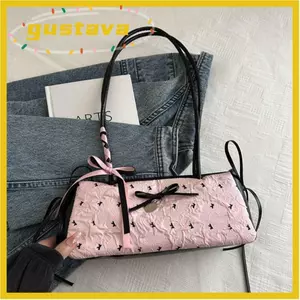 Túi xách nữ GUSTAVA, Túi đeo vai chất liệu PU phong cách Niche, Túi đeo vai trang trí nơ Hàn Quốc thời trang có khóa kéo Túi vuông đeo hàng ngày