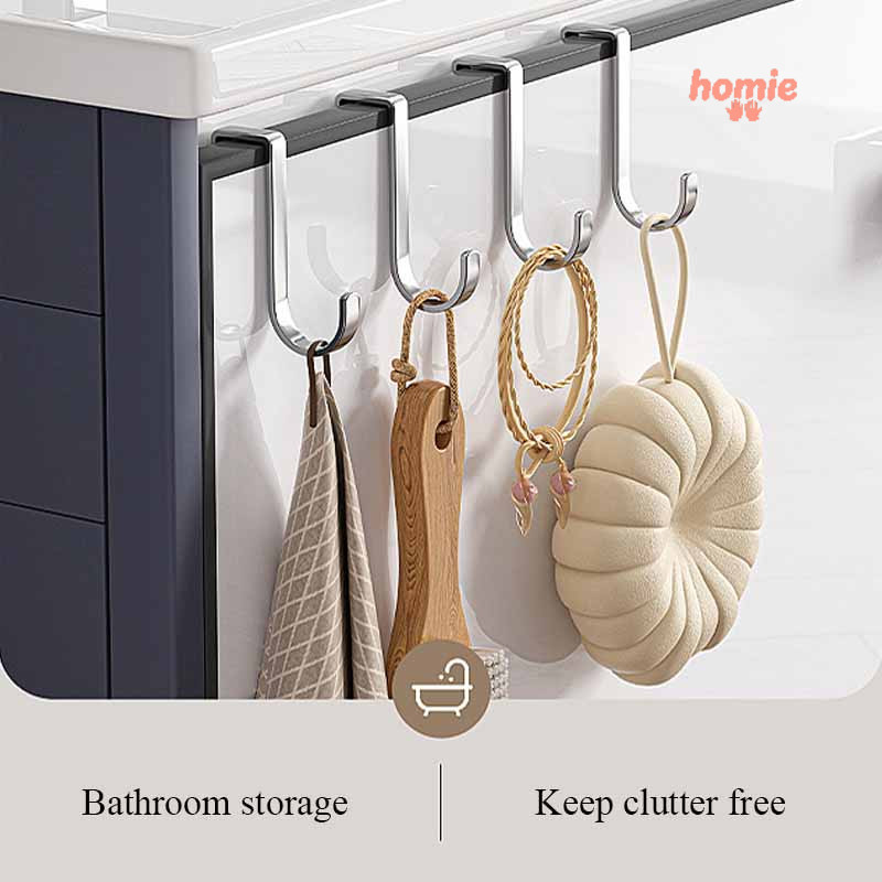 ✨Homie✨Móc treo đa năng inox 304 hình chữ s, treo áo khoác và đồ dùng nhà bếp, gắn cửa tủ, chất liệu thép không gỉ