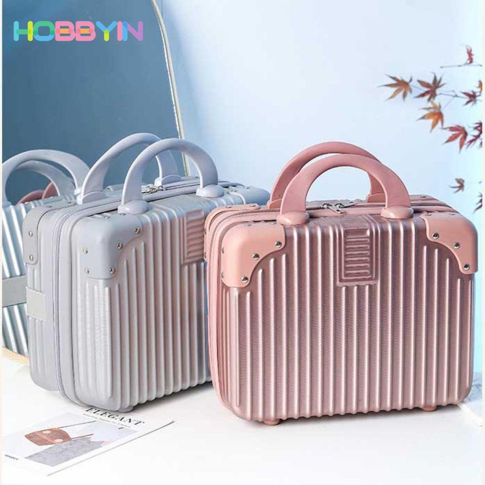HOBBYIN Vali du lịch HOBBYIN, Hộp mỹ phẩm du lịch Mini, Dụng cụ sắp xếp bán hàng hấp dẫn Trang điểm tay 14 inch dành cho nữ