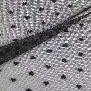 Jin Amoniac Lưới Vải Đen Trái Tim Nhỏ Đào Trái Tim Co Giãn Rỗng Lưới Quần Áo Quần Lót Ren Vải 5.28