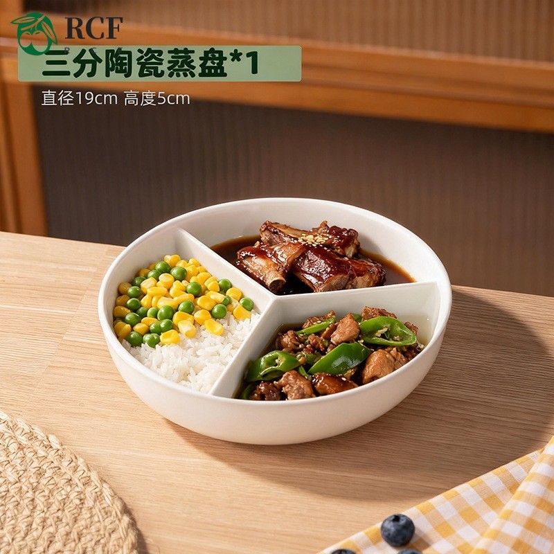 Đĩa ăn 3 ngăn - Đĩa thức ăn gia đình cho bé dùng cho bếp cảm ứng
