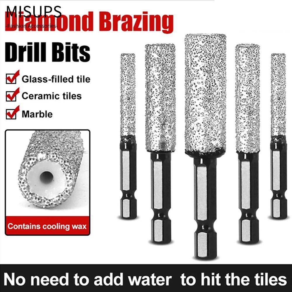 Máy cưa lỗ gạch men khô MISSIPS, Mũi khoan đá Granite 6 / 8 / 10 / 12mm, Dụng cụ cầm tay bằng gốm có chân lục giác bền để khoan và mài