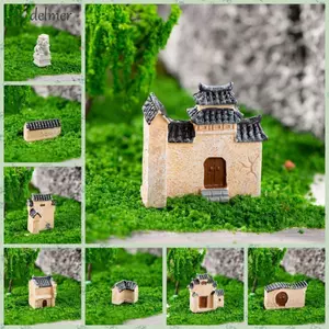 DELMER Cổng Thành Phố Cũ Mini, Phong Cách Trang Trí Nhà Nhựa Mini, Đồ Trang Trí Thủ Công DIY Nhựa Retor Nhà Mini Xây Dựng Retro Phong Cảnh Micro