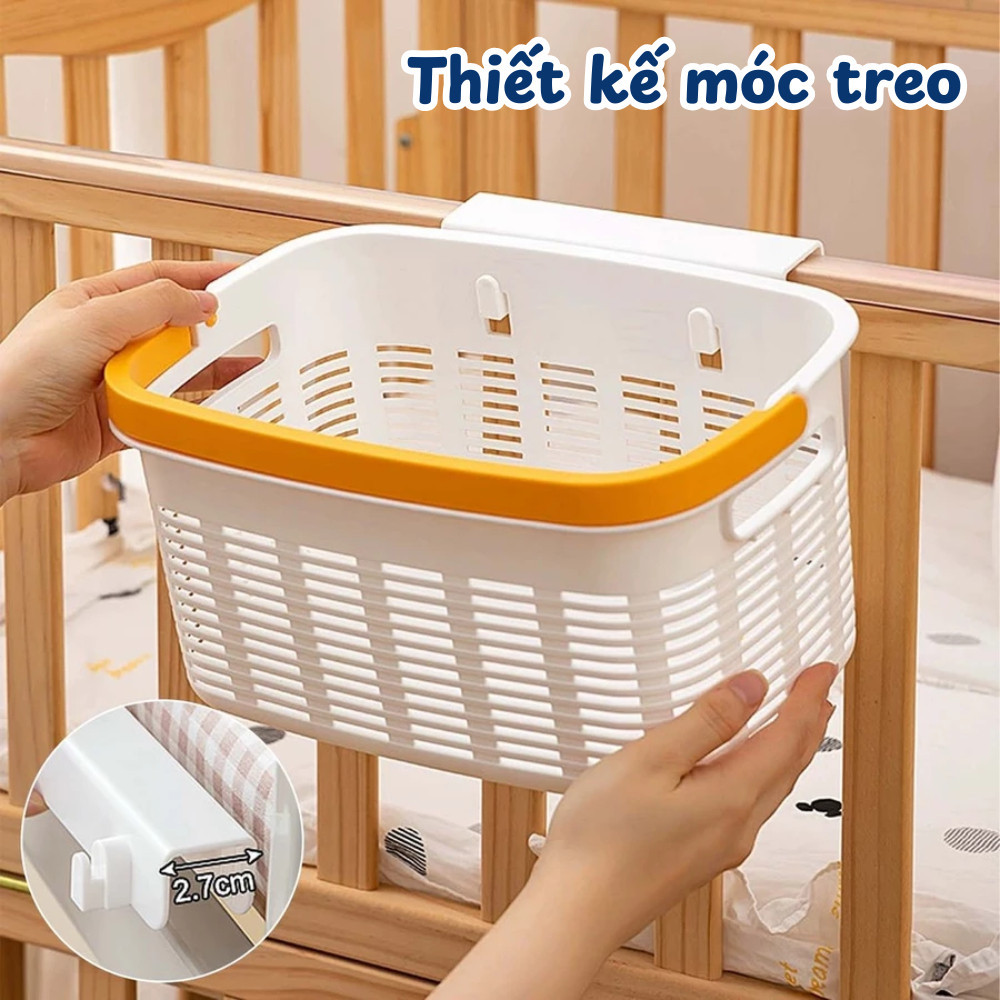 Giỏ Đựng Đồ Cá Nhân Treo Đầu Giường HomeMate, Giỏ Treo Nôi Em Bé Đựng Tã Bỉm Mỹ Phẩm Đa Năng, Nhựa PP Thoáng Khí