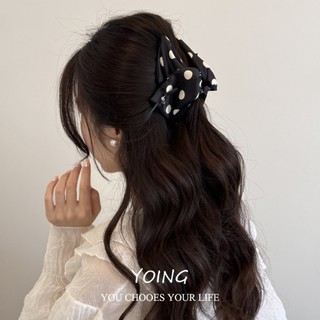 Yoing / Phong Cách Mới Phong Cách Hàn Quốc Cảm Giác Cao Cấp Đen Trắng Chấm Bi Lớn Tam Giác Kẹp Nữ