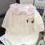 Áo sơ mi POLO in họa tiết dễ thương Thắt nơ phiên bản rộng Áo thun hàng đầu