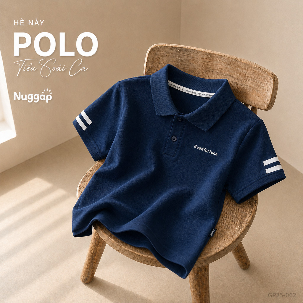 Áo Polo Bé Trai Áo Thun Có Cổ Trẻ Em Vải Cá Sấu Cotton Thoáng Mát FORTUNE NUGGAP