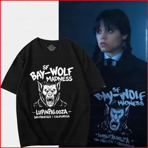 YB1 Thứ Tư Addams Unisex Xu Hướng Thời Trang Mùa Hè Áo Thun Anime Tay Ngắn Top BY1