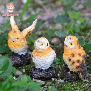 PWSEND Mini Owl Bức Tượng, Thủ Công Vườn Cổ Tích Thu Nhỏ Động Vật, Quà Tặng Nhà Sân Vườn Nhựa Để Bàn Trang Trí Điêu Khắc Mini Trang Trí
