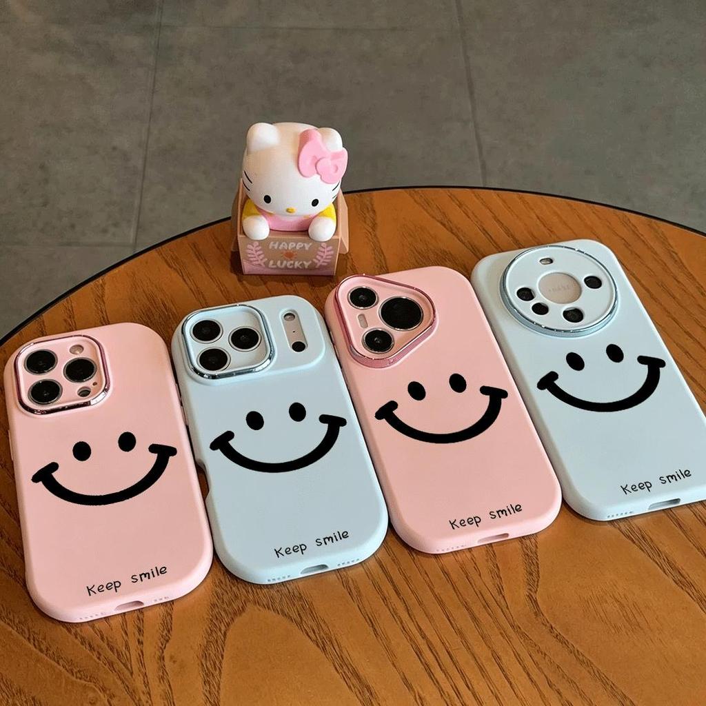 Casing Senyuman Minimalis Untuk iPhone 17/16/15/14/13/12/11 Pro Max Anti Gegaran