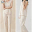Phong cách Nhật Bản Muji Style / Quần dài đến mắt cá chân không tay ren dành cho nữ Bộ đồ Cotton nguyên chất / Đồ dài không tay mỏng mùa hè / Đồ dài cao cấp thoải mái khi đi chơi