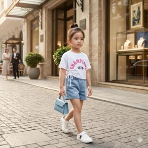 set quần đùi jean áo crotop hàn quốc sang chảnh bé gái 10-25kg, bộ hè đi chơi đi tiệc bé gái berie