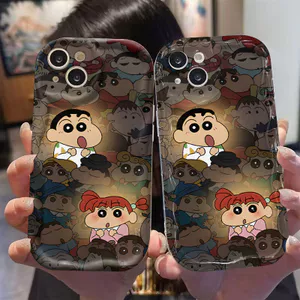 Ốp lưng tương thích cho iPhone 17 Air 16 15 14 13 12 11 Pro X XR XS Max SE 2020 6 7 8 Plus Kem gợn sóng cong cạnh Motif Dễ thương Cậu bé NYK286