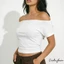 Áo thun trễ vai nữ Áo crop top ngắn tay màu trơn cho mùa hè