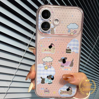 Tương thích cho iPhone 15 17 16 13 14 11 12 Pro Max 14 Plus Full Màn Hình Chấm Bi Hoạt Hình Chó Corning Case