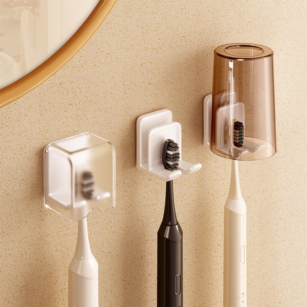 Bộ lưu trữ bàn chải đánh răng và cốc nước súc miệng treo tường, không cần khoan. Hỗ trợ bàn chải đánh răng thông thường và bàn chải đánh răng điện.