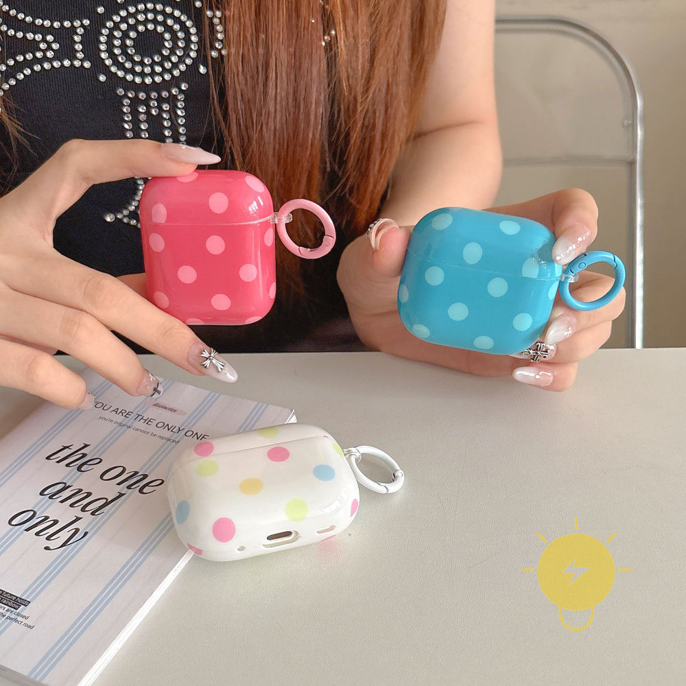 Phone Case For AirPods 4 / Pro3 / Pro2 / Pro / 3 / 2 / 1 TPU Polka Dot Headset Polka Dot Aesthetic Korean Cute