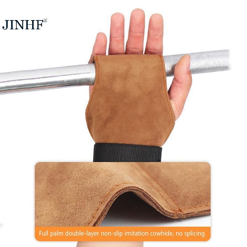 JINHF Găng tay da PU hai lớp, dây đeo cổ tay cho nâng tạ, gym deadlift, tập kéo bàn, nam nữ HOT