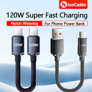 Cáp sạc siêu nhanh 120W 0,25m USB/Type‐C sang Type‐C ngắn, sạc/truyền tải, tương thích rộng