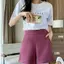 Bộ đồ quần short màu trắng lưng cao Bộ đồ dáng rộng Quần thường ngày Quần nóng