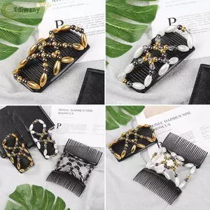 EDIWANY Lược Đôi DIY Handmade Bun Maker Đính Hạt Kẹp Tóc