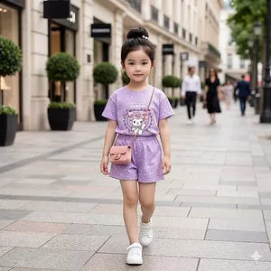 bộ cộc bé gái kuromi siêu cute 15-25kg, bộ hè bé gái quần đùi áo côc berie hàn quốc