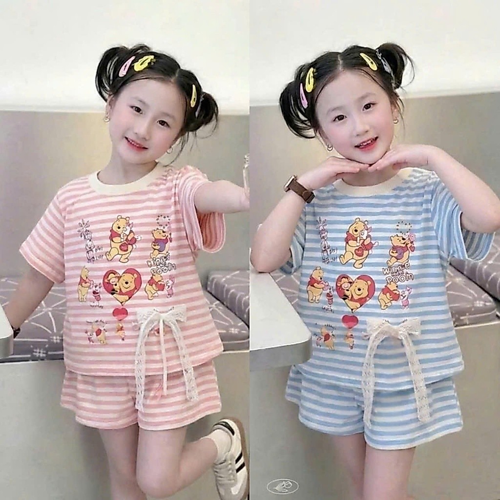 Bộ đồ xinh cho bé gái,áo cộc tay, in hình hoạt hình chất vải thun tăm mềm mịn co giãn thoải mái.M82