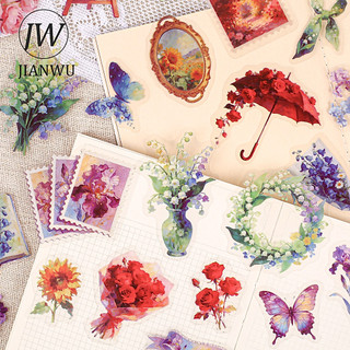 JIANWU Dream Among Flower Series Vintage Tranh Hoa Vật Liệu Phong Cảnh Cắt Dán PET Sáng Tạo DIY Tạp Chí Văn Phòng Phẩm