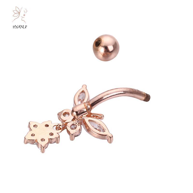 HNKMP Bướm Zircon Phẫu Thuật Thép Rốn Xuyên Bụng Nút Nhẫn Trang Sức Cơ Thể.