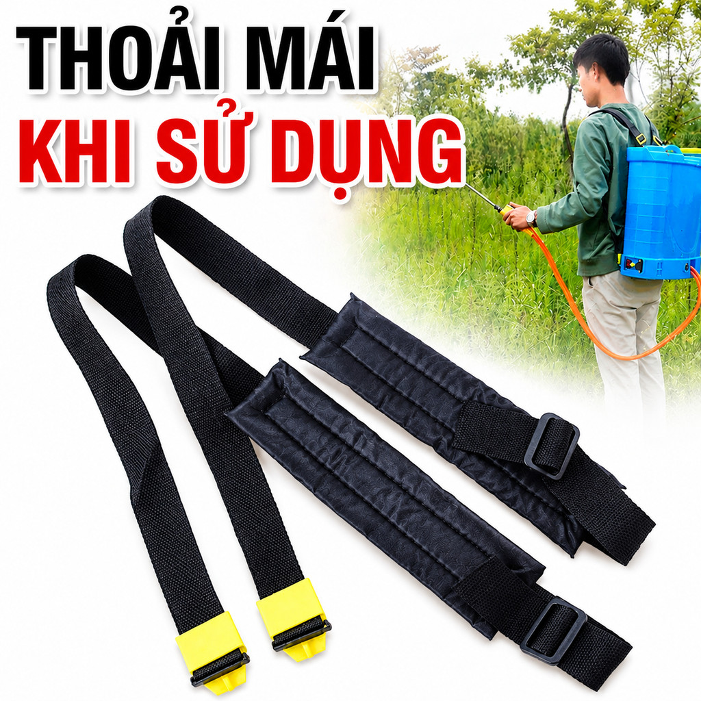 Dây đeo vai bình xịt điện có đệm mút êm ái | Dây mang bình phun thuốc trừ sâu loại tròn/dẹp chắc chắn bền đẹp