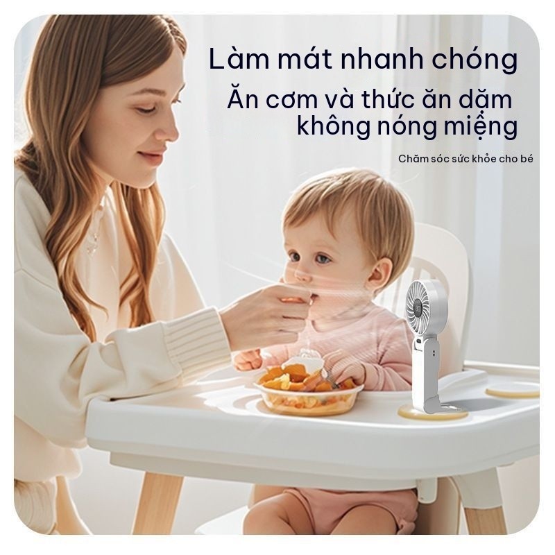 Cầm Tay Gấp Gọn 3 Trong 1 Quạt Mini 100 Cấp Độ Gió Màn Hình LED Gấp Gọn Để Bàn Treo Cổ Đa Năng Sạc Type-C Pin Trâu Đi Làm Đi Học Du Lịch