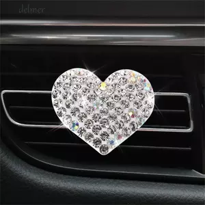 DELMER Auto Perfume Clip Trang trí nội thất Máy làm mát không khí ô tô Sáng tạo Bling Heart Phụ kiện ô tô Máy khuếch tán hương thơm ô tô dễ thương