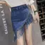 Váy Denim viền phong cách Hàn Quốc Thiết kế mùa hè Váy ngắn hai mảnh giả