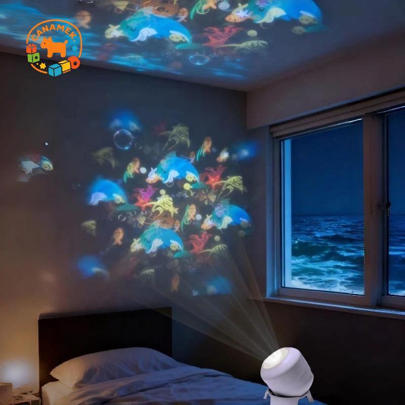 CANAMEK Đèn LED xoay 360 độ Đèn chiếu đại dương chạy bằng USB Đèn Ambiance ban đêm năng động cho bữa tiệc và phòng ngủ CSF